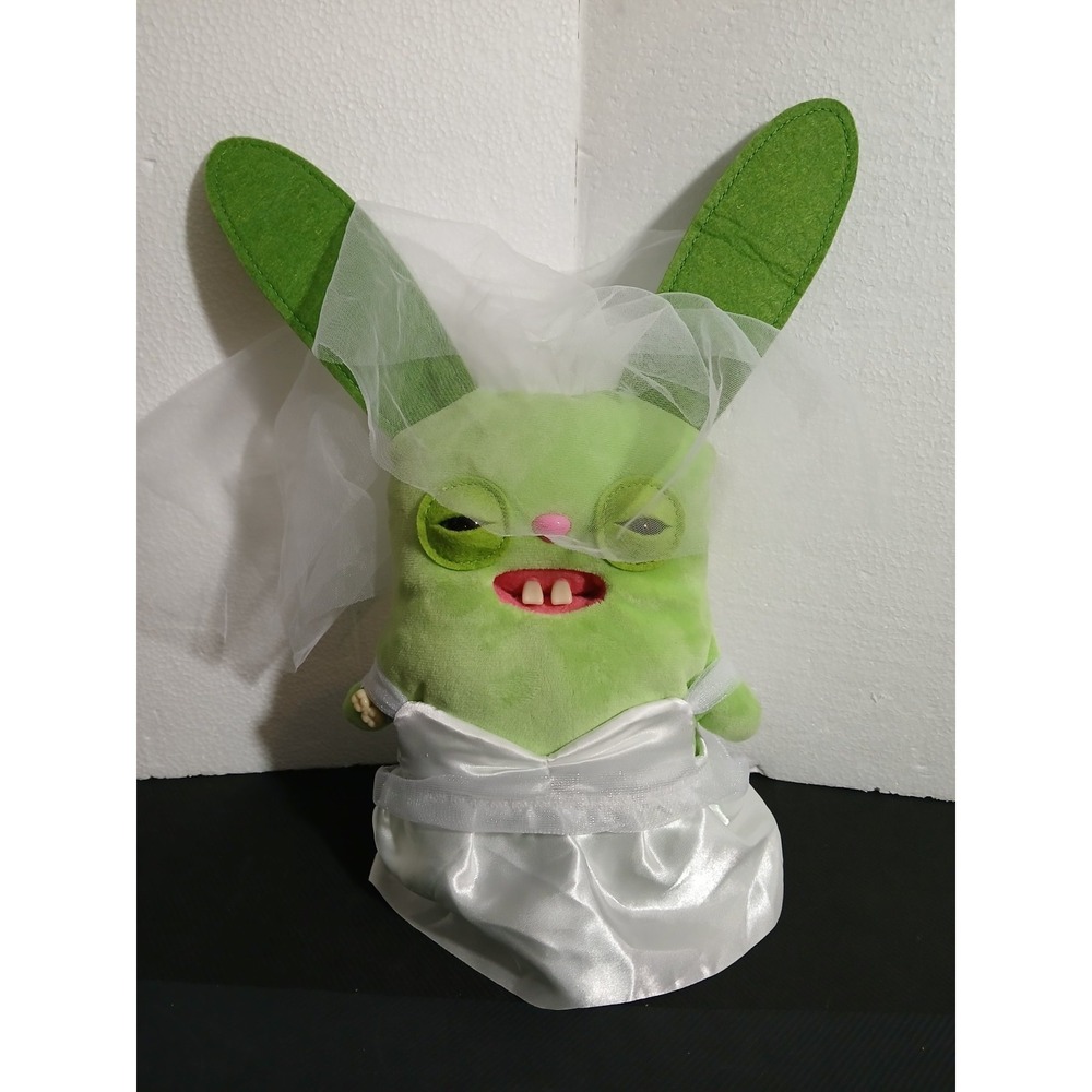 ZURU Fuggler Wedding Fuggs Bride Green Rabbit 9" Plush White Dress Veil W/ Ring
